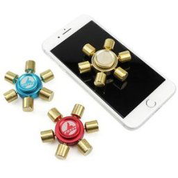 FQ777 Hexagonal Fidget Hand Spinner Brass Blue and Gold