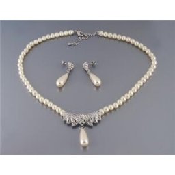 Alloy Pearl Necklace with Earrings Set