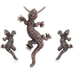 Gecko Design Necklace Earring Set