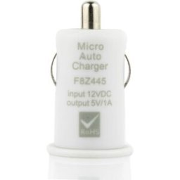 Mini Car Cigarette Powered 1000mA DC 12V USB Charger - White