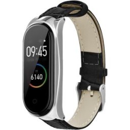Replacement Strap For Xiaomi Mi Band 34 Smart Bracelet Black Leather