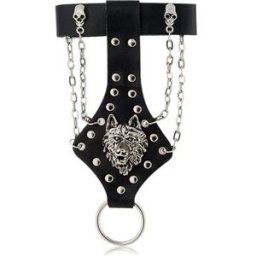 Punk Wolf Bracelet Cuff Black
