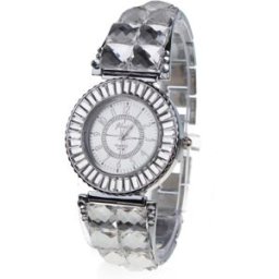 Women's Watches with Diamonds Numbers Round Dial Steel Watchband