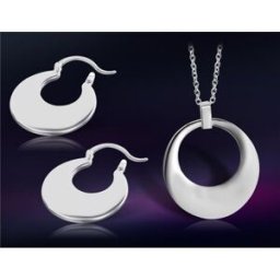 Sterling Silver Plated White Copper Alloy Moon Necklace & Earrings Set M - Silver