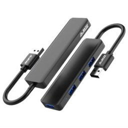 Ajazz AU101 4-in-1 USB To 4 x USB 3.0 HUB Adapter Black