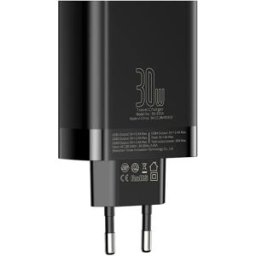Baseus 30W 6A Quad USB Travel Charger EU Plug Black
