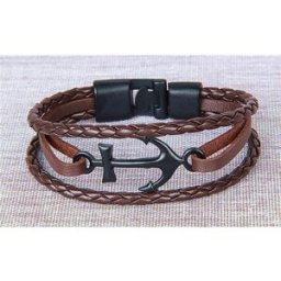 Anchor Leather Bracelet Brown