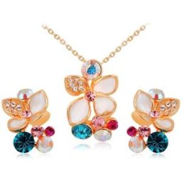Flower Cut-out Necklace Earring Set