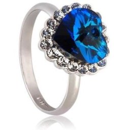HP0497L ITALINA Exquisite 18K RGP Heart of the Ocean Ring 9 Blue