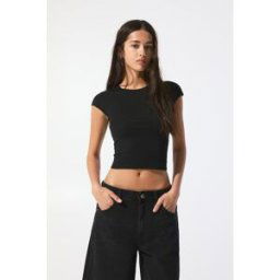 Pull&Bear T-Shirt Moulant Manches Entières Noir M female