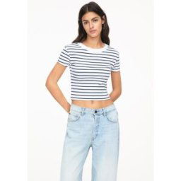 Pull&Bear T-Shirt Court En Maille Côtelée Rayures M female