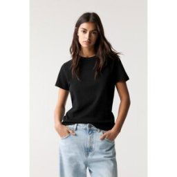 Pull&Bear T-Shirt Basic Manches Courtes Noir M female