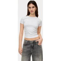 Pull&Bear T-Shirt Basique Moulant Gris vigoré M female