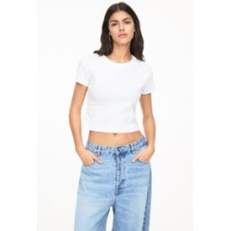 Pull&Bear T-Shirt Court En Maille Côtelée Blanc S female