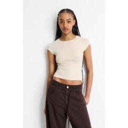 Pull&Bear T-Shirt Moulant Manches Entières Écru M female