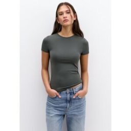 Pull&Bear T-Shirt Polyamide Manches Courtes Gris M female