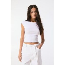 Pull&Bear T-Shirt Moulant Manches Entières Blanc L female