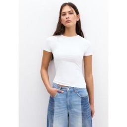 Pull&Bear T-Shirt Polyamide Manches Courtes Blanc M female