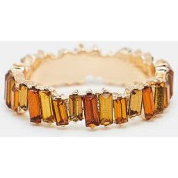 Asos Curve ASOS DESIGN Curve - Bague avec pierres baguette ambre ton sur ton - DorÃ©-Multicolore Multicolore XL female