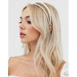 DesignB London - Serre-tÃªte double rang - Perle-Blanc Blanc No Size female