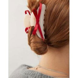 Reclaimed Vintage - Pince Ã cheveux avec ruban - Rouge-Blanc Blanc No Size female
