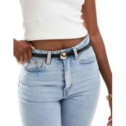 ASOS DESIGN - Ceinture fine taille et hanches avec boucle bombÃ©e - Noir Noir 2XS-XS female
