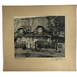 ART Georges lefebvre, vieille chaumière, photo en n&b, c 1930. signée à l'encre gris 41x0x37