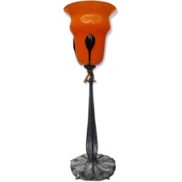 Lampe Art nouveau signée Paul Follot tulipe Loetz orange 13x0x40