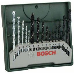Set forets à métaux/à bois/à pierre 15 éléments Bosch mini X-Line