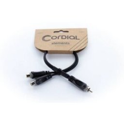 Adaptateur Y Cordial 14891 Jack / Cinch-RCA audio [1x Cinch-RCA mâle - 2x Cinch-RCA femelle] 0.30 m noir gaine en PVC, câble jumelé