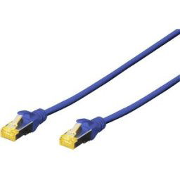 Digitus DK-1644-A-100/B RJ45 Câble réseau, câble patch CAT 6a S/FTP 10.00 m bleu sans halogène, torsadé par paire, avec cliquet dencastrement, ignifuge 1 pc(s)