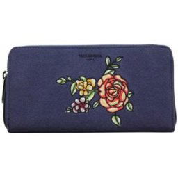 Portefeuille Hexagona Portefeuille à zip motif brodé fleur - Marine Multicolore