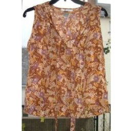 Blouses Sans marque Top en soie imprimé fleuri Marron