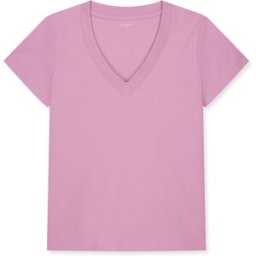 camaieu T-shirt en coton doux col V - rose FLEUR DE CERISIER