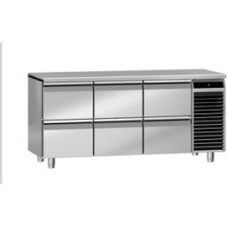 Meuble réfrigéré GN1/1 positif, 3x 2 tiroirs 1/2, groupe logé, dessus inox central - Liebherr