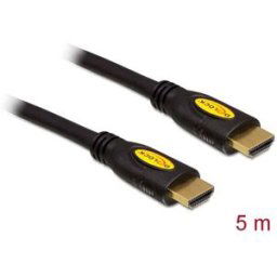 Câble de raccordement Delock HDMI Fiche mâle HDMI-A, Fiche mâle HDMI-A 5.00 m noir 82455 4K UHD, contacts dorés Câble HDMI