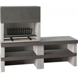 Edilmark KUBO.1 - Barbecue à bois et à charbon en maçonnerie - Brûleur arrière et accessiore Panka déplaçable