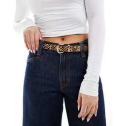 ASOS DESIGN - Ceinture en cuir taille et hanches avec boucle ovale Ã motif tigre-Multicolore Multicolore 2XS-XS female