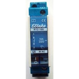 Eltako R12-110-8V Relais de commutation Tension nominale: 8 V Courant de commutation (max.): 8 A 1 NF (R), 1 NO (T) 1 pc(s)