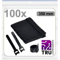 TRU COMPONENTS T24CA099 Collier de serrage auto-agrippant pour grouper partie velours et partie agrippante (L x l) 350 mm x 14 mm noir 100 pc(s)