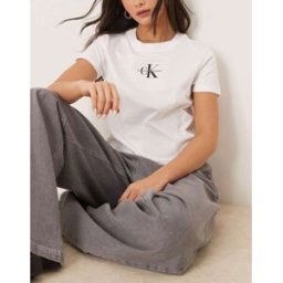 Calvin Klein Jeans - T-shirt effet rÃ©trÃ©ci Ã logo monogramme - Blanc Blanc XXXL female