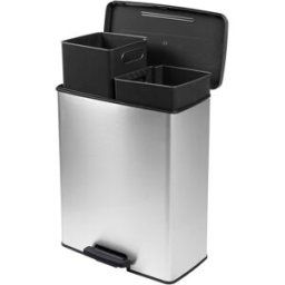 Curver Deco bin slim 254619 Poubelle 52 l (l x H x P) 486 x 615 x 284 mm argent, noir 1 pc(s)