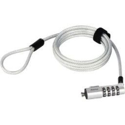 Hama Antivol pour ordinateur portable fermeture à combinaison aucune clé nécessaire, lattache-câble auto-agrippant permet une bonne gestion du câblage 180 cm