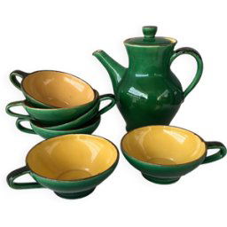 ART Poterie Zahner Rheinfelden tasses et cafetière vert 20x18x30