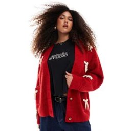 Renee Studio ExclusivitÃ© - RenÃ©e Studio Plus x Michelle Nayla - Gilet en maille duveteuse avec poches et nauds - Rouge Rouge 46 female