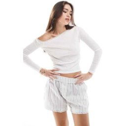 Cotton:on Cotton On - Claire - Top manches longues Ã Ã©paules dÃ©nudÃ©es et bords en dentelle - Blanc Blanc 40 female