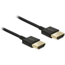 Câble de raccordement Delock HDMI Fiche mâle HDMI-A 2 m noir 84773 contacts dorés, 4K UHD, torsadé, blindage triple Câble HDMI