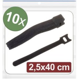 Quadrios 24CA319 Collier de serrage auto-agrippant pour grouper partie velours et partie agrippante (L x l) 400 mm x 25 mm noir 10 pc(s)