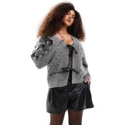 Renee Studio ExclusivitÃ© - RenÃ©e Studio Plus x Michelle Nayla - Gilet en maille torsadÃ©e avec rubans - Gris Gris 46 female