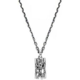 Collier Orusbijoux Collier Homme Argent Serpent Et Bambou Argenté